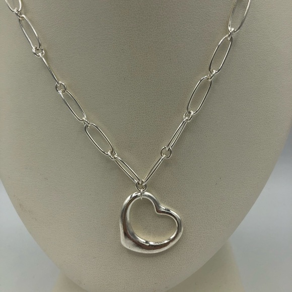 Jewelry - Sterling Silver Paper Clip Chain Heart Necklace